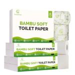 Bambu Soft Unbleached Bamboo Toilet Paper, 12 Large Rolls – 3 Ply Ultra Soft, Strong & Septic Safe, Eco Friendly Biodegradable Bathroom Tissue