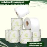 Bambu Soft Unbleached Bamboo Toilet Paper, 12 Large Rolls – 3 Ply Ultra Soft, Strong & Septic Safe, Eco Friendly Biodegradable Bathroom Tissue