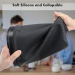 Mountable Silicone Collapsible Kitchen Compost Bin Under Sink, Hanging Trash Can with Lid for |Cupboard|Bathroom|Bedroom|Office|Camping, Indoor Compost Bucket, 2 Gallon Black