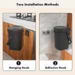 Mountable Silicone Collapsible Kitchen Compost Bin Under Sink, Hanging Trash Can with Lid for |Cupboard|Bathroom|Bedroom|Office|Camping, Indoor Compost Bucket, 2 Gallon Black