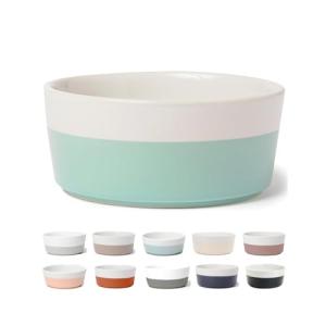 Waggo Dipper Ceramic Dog Bowl for Small and Large Breeds - Heavyweight and Durable Pet Food and Water Dish Crock, Dishwasher Safe, Modern (Mint, Small)