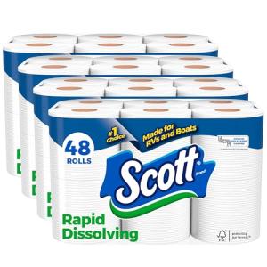 Scott Rapid-Dissolving Toilet Paper, 48 Double Rolls, Septic-Safe, Toilet Paper