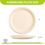 PACKINNO 9 Inch 125 Pack Compostable Paper Plates, Biodegradable Heavy Duty Disposable Plates, Round Unbleached Brown Plates Made from Natural Sugarcane Fibers, for Party, Camping, Picnic