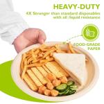 PACKINNO 9 Inch 125 Pack Compostable Paper Plates, Biodegradable Heavy Duty Disposable Plates, Round Unbleached Brown Plates Made from Natural Sugarcane Fibers, for Party, Camping, Picnic