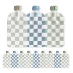 Hippypotamus Reusable Baby Food Pouches for Toddlers - BPA Free Food Grade - Dishwasher & Freezer Safe - Baby Food Containers - Refillable Squeeze Pouch For Applesauce & Yogurt - 12 Pack (Checkered)