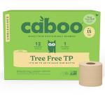 Caboo Tree Free Unbleached Toilet Paper | Plastic Free Packaging, Septic Safe, Eco Friendly, Chemical Free, Non Toxic | 2 Ply Toilet Tissue, Pack of 12 Double Rolls, 300 Sheets Per Roll