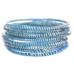 10 Dark Blue and White Recycled Flip Flop Bracelets Hand Made in Africa