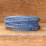 10 Dark Blue and White Recycled Flip Flop Bracelets Hand Made in Africa