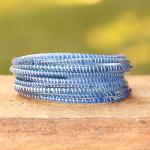 10 Dark Blue and White Recycled Flip Flop Bracelets Hand Made in Africa