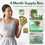 AIRNEX 50 Small Compost Bags for Countertop Bin 1.6 Gal - Cornstarch Compost Trash Bags - Leakproof & Tear Resistant Compostable Bags for Kitchen Compost Bin - OK Compost Home & Seedlings Certified