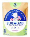 BLUELAND Laundry Detergent Tablets, 60 Count, Spring Bloom Scent, Plastic-Free Eco-Friendly Pods, Sheets, Liquid Alternative - Safe for Sensitive Skin, Gentle