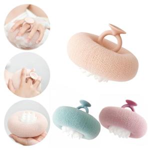 2-in-1 Sunflower Shower Sponge with Suction Cup | Exfoliating Bath Sponge for Soft Skin | Hypoallergenic & Eco-Friendly Body Scrubber for Spa-Like Luxury (Meat Pink, Purple, Light Green)