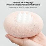 2-in-1 Sunflower Shower Sponge with Suction Cup | Exfoliating Bath Sponge for Soft Skin | Hypoallergenic & Eco-Friendly Body Scrubber for Spa-Like Luxury (Meat Pink, Purple, Light Green)