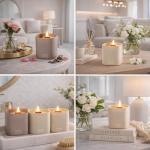 Set of 3 Premium Scented Soy Candles Gift Set | Nature's Bloom Collection - Gardenia, Hilton Garden and Rose & Oud | Crackling Wood Wick | Luxury Candles for Relaxation, Home Décor, Gifts | 9.8oz Each