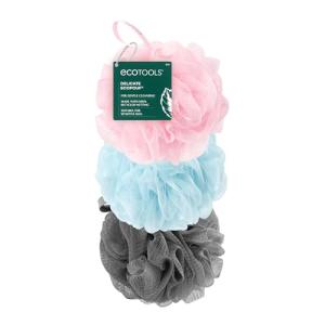EcoTools EcoPouf 3 Pack Bath Sponge Set, Soft Recycled Netting Shower Poufs for Gentle Exfoliating & Daily Body Cleansing, Rich Lather Bath Sponges, Vegan & Cruelty-Free