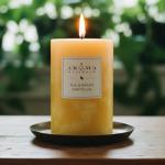 Aroma Naturals Essential Oil Orange and Lemongrass Scented Pillar Candle, Ambiance, 2.5 inch x 4 inch, Yellow