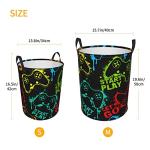 Gbuzozie Colorful Silhouettes Game Joystick Round Laundry Hamper Storage Basket Toys Clothes Organizer Bin For Home Bathroom Bedroom Dorm Nursery, 38l