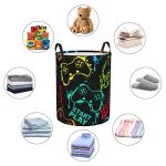 Gbuzozie Colorful Silhouettes Game Joystick Round Laundry Hamper Storage Basket Toys Clothes Organizer Bin For Home Bathroom Bedroom Dorm Nursery, 38l