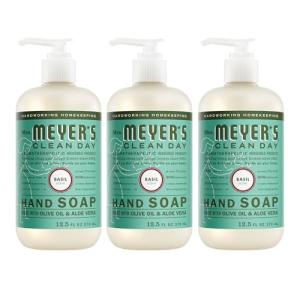 MRS. MEYER'S CLEAN DAY Hand Soap, Basil Scent, 12.5 Fl Oz Bottle - 3 Pack