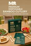 MeeRoh 100 Pcs 100% Eco-Friendly Bamboo Disposable Cutlery Set – Heavy Duty Wooden Utensil Set Alternative – Elegant Compostable Silverware – Biodegradable Tableware Forks Spoons Knives