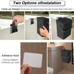 CXGFVRE Compost Bin Kitchen, for use on Countertops or Under Sinks, Hanging Trash Can with Lid, for Cupboard/Bathroom/Bedroom/Office/Camping, Mountable Indoor Compost Bucket(Black 0.8 Gallon/3L)