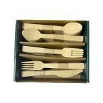 MeeRoh 100 Pcs 100% Eco-Friendly Bamboo Disposable Cutlery Set – Heavy Duty Wooden Utensil Set Alternative – Elegant Compostable Silverware – Biodegradable Tableware Forks Spoons Knives