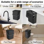 CXGFVRE Compost Bin Kitchen, for use on Countertops or Under Sinks, Hanging Trash Can with Lid, for Cupboard/Bathroom/Bedroom/Office/Camping, Mountable Indoor Compost Bucket(Black 0.8 Gallon/3L)