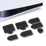 Onyehn Black Silicone Dust Plugs Set,USB HDM Interface Anti-dust Cover Dustproof Plug for PS5 Game Console Accessories Parts(7 Pack)