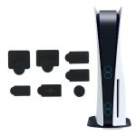 Onyehn Black Silicone Dust Plugs Set,USB HDM Interface Anti-dust Cover Dustproof Plug for PS5 Game Console Accessories Parts(7 Pack)