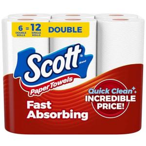 Scott Paper Towels, Choose-A-Sheet, 6 Double Rolls = 12 Regular Rolls (108 Sheets Per Roll)