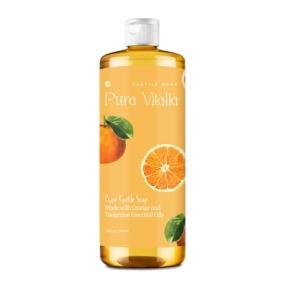 Pura Vitalia Citrus Organic Castile Soap | Body Wash & Cleanser for Face & Hands | Biodegradable, Eco-Friendly, Palm Oil Free, Vegan & Gentle | Made with 6 Natural Ingredients - 32 oz