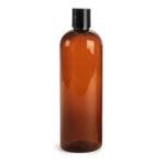SKS Bottle & Packaging 16 Oz Amber Plastic Bottles, Empty Shampoo Bottles, Cosmo Round Flip Top Bottles, Containers for Shower Gel, Lotion and Bath Products, Pack of 12