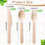 500 Pieces Compostable Cutlery Set, Wooden Utensils Set, 200 Spoons, 200 Forks, 100 Knives, Sturdy Wood Disposable Wooden Cutlery, Eco-Friendly Utensils for Party
