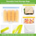 SPLF 12 Pack Dishwasher Safe Reusable Bags, Leakproof Reusable Freezer Bags, BPA Free Food Storage Bags for Lunch, Meal Prep, Marinate, Veggies, Travel - 2 Gallon 5 Sandwich 5 Snack