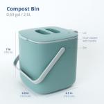Blue Ginkgo Kitchen Compost Bin [2.6L / 0.69 GAL] – Filter-Free, Odor-Tight Countertop Food Waste Pail with Handles (Made in Korea, Green)
