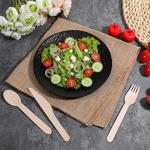 500 Pieces Compostable Cutlery Set, Wooden Utensils Set, 200 Spoons, 200 Forks, 100 Knives, Sturdy Wood Disposable Wooden Cutlery, Eco-Friendly Utensils for Party