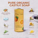 Pura Vitalia Citrus Organic Castile Soap | Body Wash & Cleanser for Face & Hands | Biodegradable, Eco-Friendly, Palm Oil Free, Vegan & Gentle | Made with 6 Natural Ingredients - 32 oz