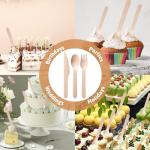 500 Pieces Compostable Cutlery Set, Wooden Utensils Set, 200 Spoons, 200 Forks, 100 Knives, Sturdy Wood Disposable Wooden Cutlery, Eco-Friendly Utensils for Party