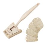 Natural Loofah Sponge with Handle, 5-Piece Replaceable Eco Sponges for Cleaning, Non-Scratch Scrubber for Dishwashing Cookware Pans, Kitchen Eco-Friendly Tools