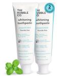 The Humble Co Fluoride-Free Teeth Whitening Toothpaste, Peppermint - Natural Whitening Toothpaste with Xylitol & Eco Certified Perlite for Adults - SLS Free Dental Oral Care & Hygiene - 2 Pack
