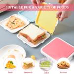 MdakeGo 3 Pack Sandwich Containers,3 Color Silicone Sandwich Storage with Snap-Off,Sandwich Box for Lunch,BPA Free,Leakproof, Reusable Plastic Sandwich Holder for Fruit,Salad,Snacks and Food Storage