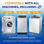 Washing Machine Cleaner Tablets 24 pack Powerful Descaler -Deep Cleaning for HE Front Loader & Top Load Washer Septic Safe Eco-Friendly Deodorizer Clean Drum & Laundry Tub Seal- Year's Supply