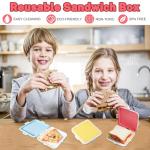 MdakeGo 3 Pack Sandwich Containers,3 Color Silicone Sandwich Storage with Snap-Off,Sandwich Box for Lunch,BPA Free,Leakproof, Reusable Plastic Sandwich Holder for Fruit,Salad,Snacks and Food Storage