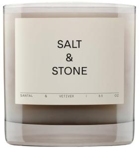 SALT & STONE Scented Candle for Women & Men | Hand-Poured, Aromatic & Fragrant | Coconut & Soy Blend Wax | 100% Cotton Wick | Long-Lasting 50 Hour Burn Time (8.5 oz) (Santal & Vetiver)