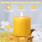 4 Pack Natural Beeswax Pillar Candles,100% Pure Beeswax Candle,200 Hours Long Burning Smokeless Organic Bees Wax for Home, Bee Pillar Candles Bulk for Relax, Emergency, Non-Toxic & Unscented