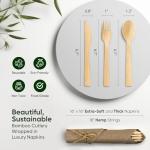 EcoPreps Premium Pre Rolled Napkin and Bamboo Cutlery Set with Brown Napkins (30 Pack, 120 PCS) 100% Biodegradable, Eco-Friendly, Disposable Wrapped Cutlery - Pre-Wrapped Bamboo Forks, Knives, Spoons