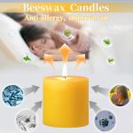 4 Pack Natural Beeswax Pillar Candles,100% Pure Beeswax Candle,200 Hours Long Burning Smokeless Organic Bees Wax for Home, Bee Pillar Candles Bulk for Relax, Emergency, Non-Toxic & Unscented