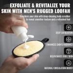 Rugged Natural Shower Loofah for Men - Tough Eco-Friendly Exfoliating Body Scrubbers, Durable & Gentle Terry Towel Cloth pad for Manly Skin Care - Lufas, Luffa, Loofah, Loufas Sponges