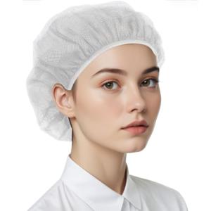6 Pcs Chef Hat Unisex Elastic Kitchen Cooking Hat Adjustable Food Service Hair Nets Mesh Cap Reusable Washable Cooking Chef Cap(White)