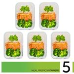 Prep Naturals Glass Meal Prep Containers - Oven, Microwave & Freezer Safe - Leakproof Airtight Glass Storage Containers with Lids - For Food Prep & Lunch - Pack of 5, 36 Oz, Square